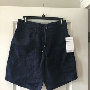 Athleta Cabo Linen Shorts Navy Blue Size 8 tall